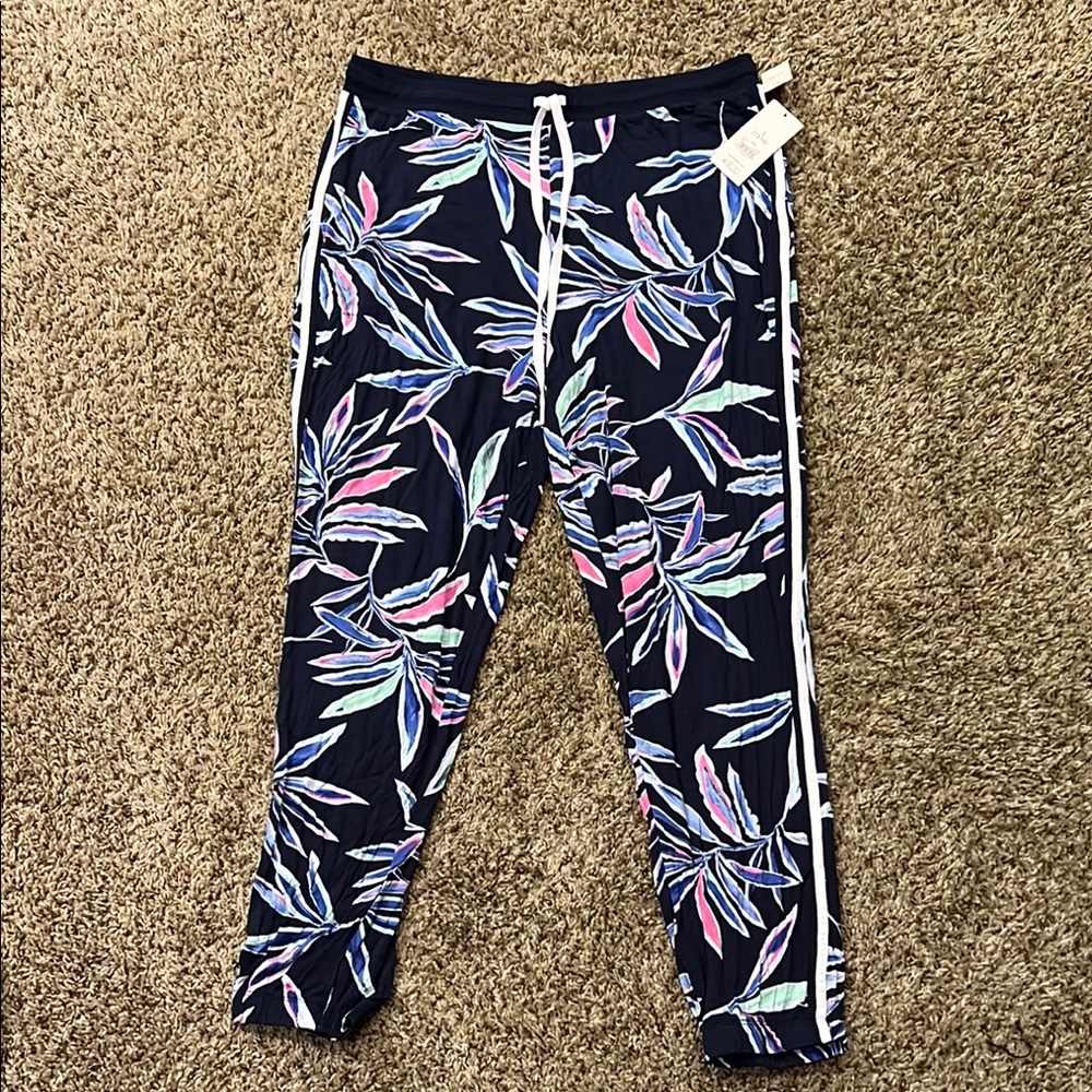 Secret Treasures Blue and Pink Tropical Track Pants